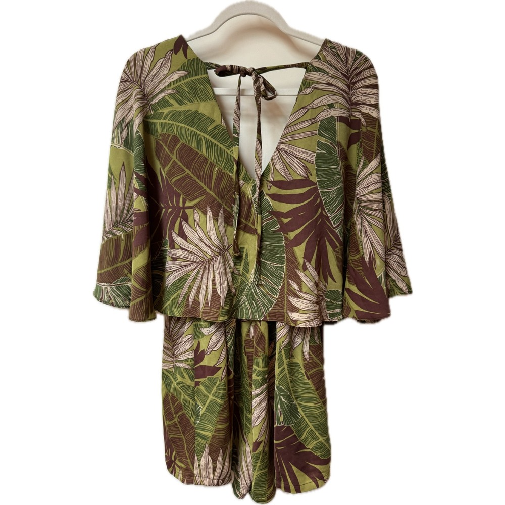 Vici Women's Tropical Green Playsuit‎ Romper Vacation Hawaii Resort Sz Medium